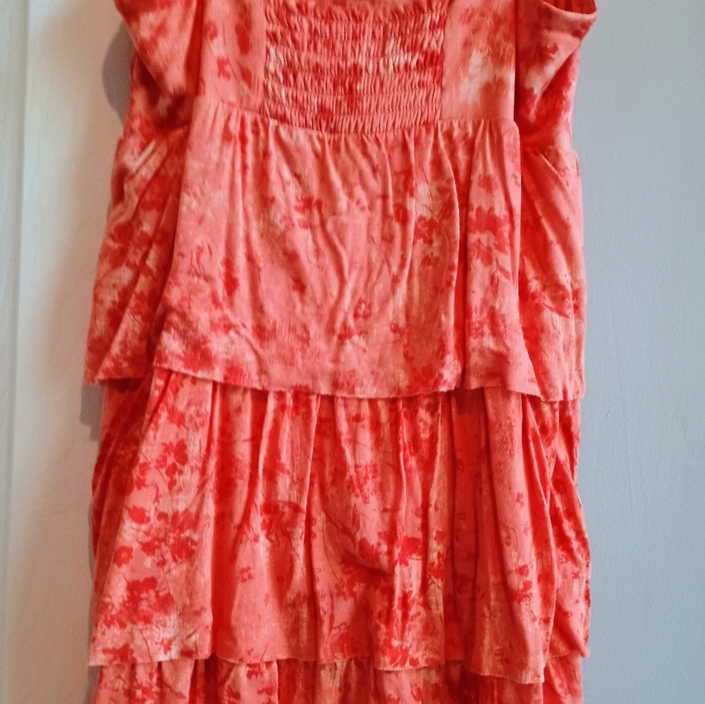 Y2K Mudd Crochet Tiered Spaghetti Strap Mini Sundress/Tank Size‎ Small Orange - Picture 9 of 12